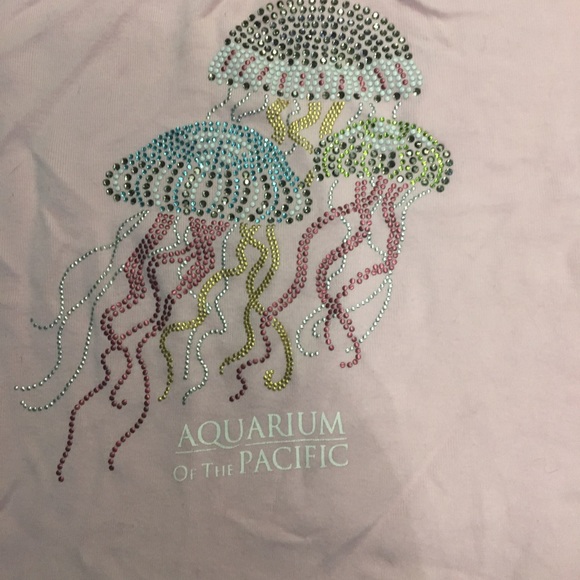 Pink Rhinestone Jellyfish Pink Cotton T Shirt Vintage Y2K - Picture 2 of 2